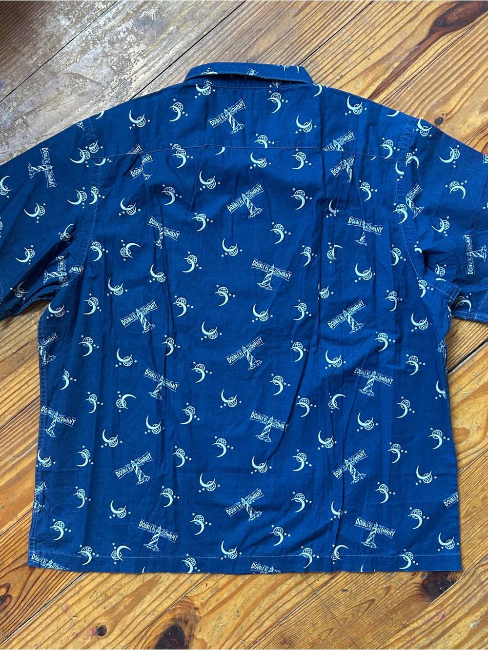 NWT Double RL Indigo Short-Sleeve Printed Button-Down Camp Shirt - Picture 6 of 8